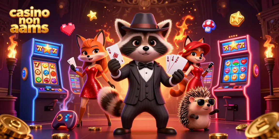 Interagisci con l'emozione dei casinò non AAMS con un procione elegante e una volpe stilosa alle slot machine.