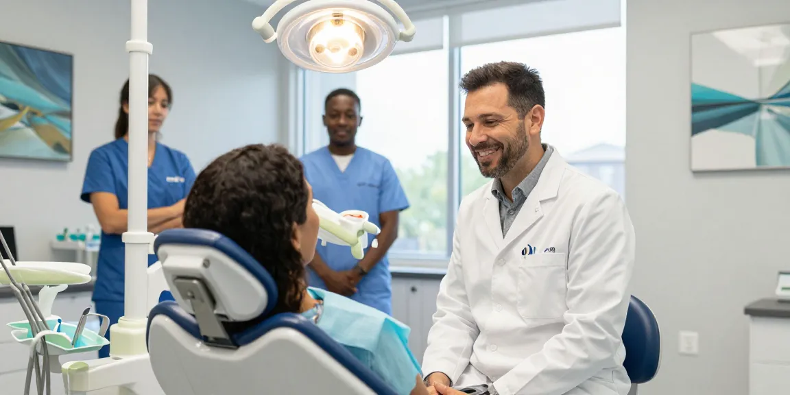 Dentist Mooresville NC in a welcoming office, providing care to a new patient with a friendly approach and modern dental tools.