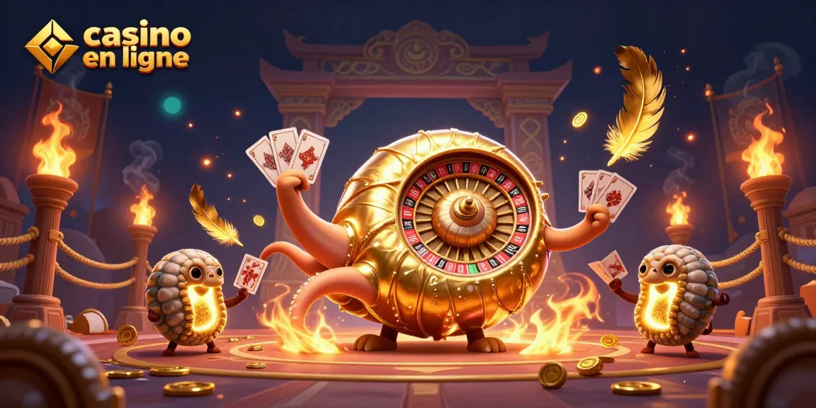 Jouer dans un casino en ligne avec un nautilus géant et des jetons dorés dans une scène dynamique.