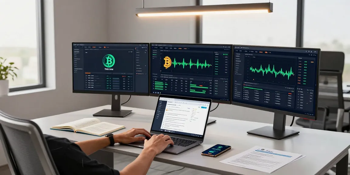 crypto cloud mining workspace with advanced trading screens and digital wallet overview