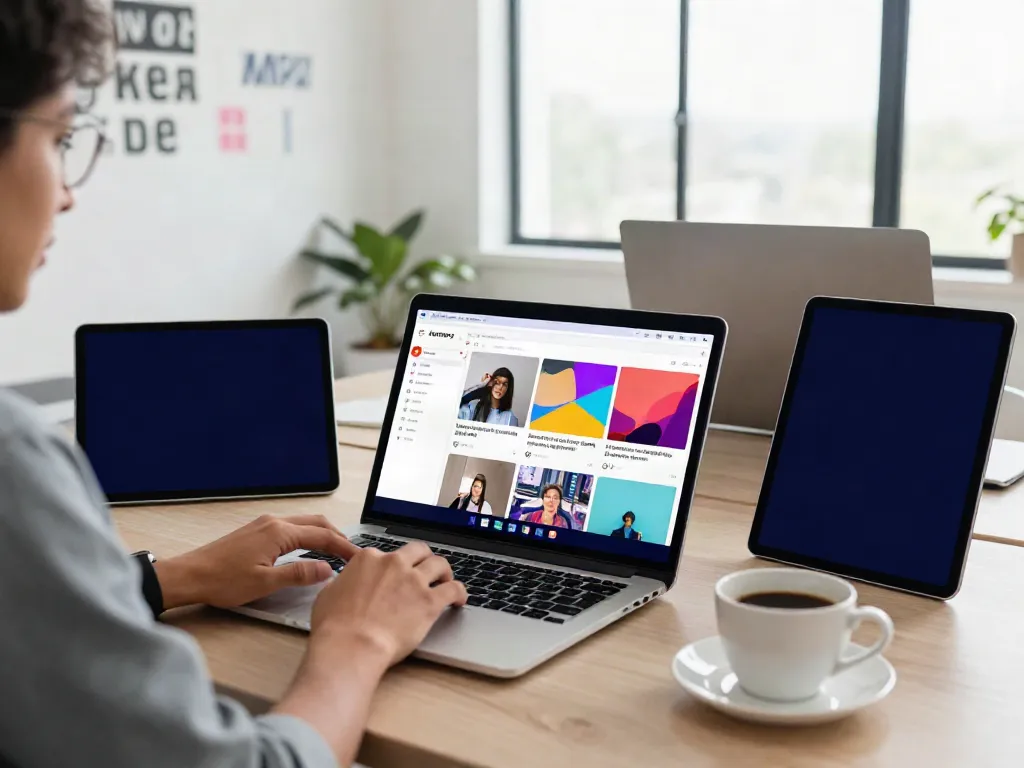 Engaging digital workspace with Insanony app usage for anonymous Instagram story viewing.