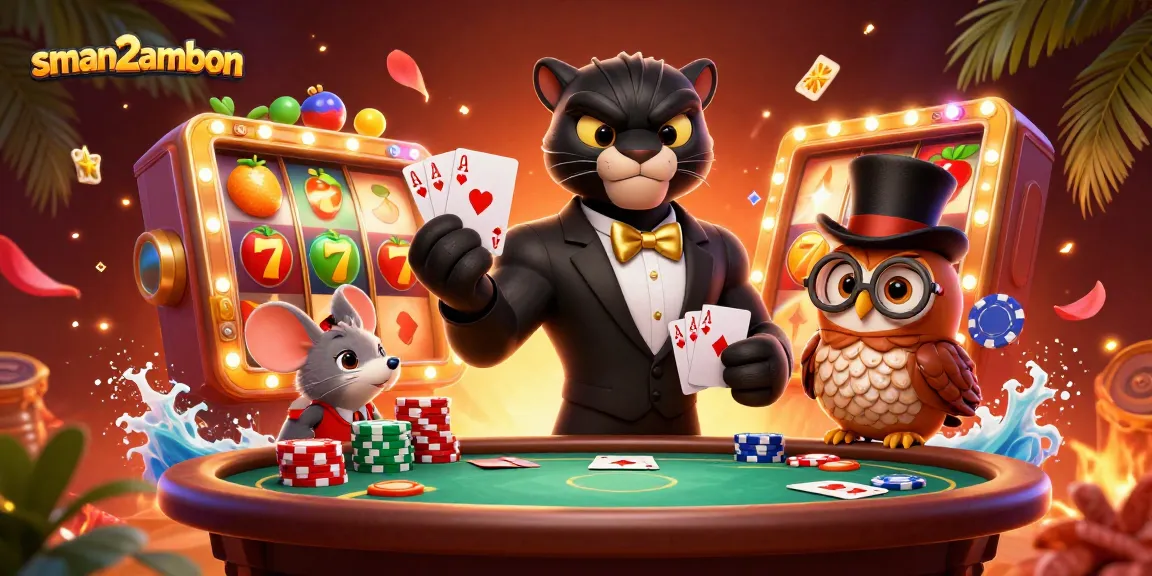 Menggila slot dengan gembira di sman2ambon, panther berjas elegan dan karakter lucu beraksi.