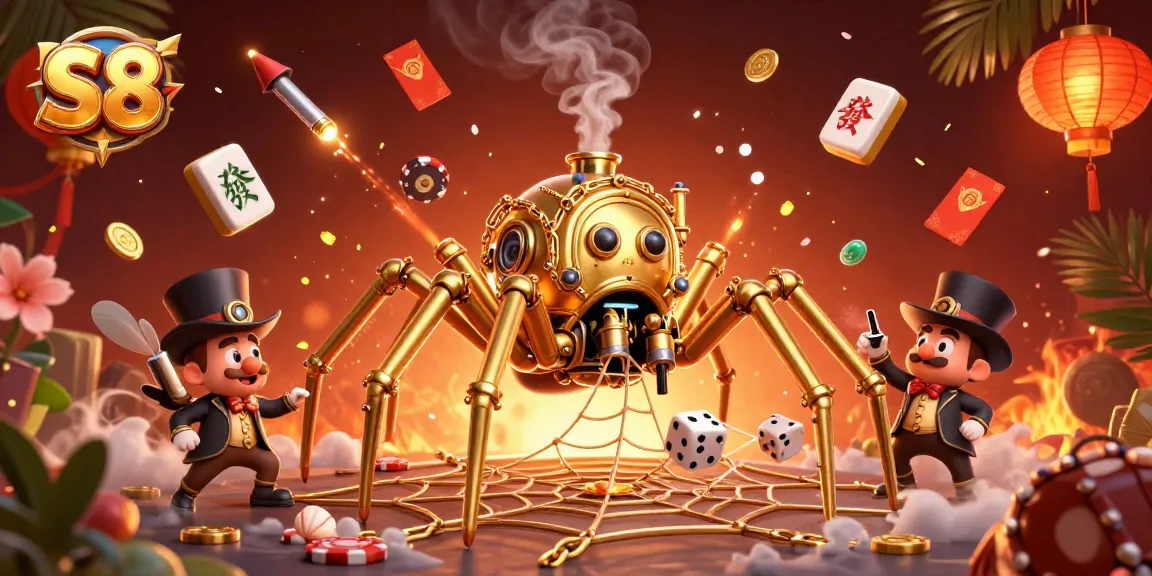 Engage with S8's thrilling golden spider casino scene, capturing luck and strategy.