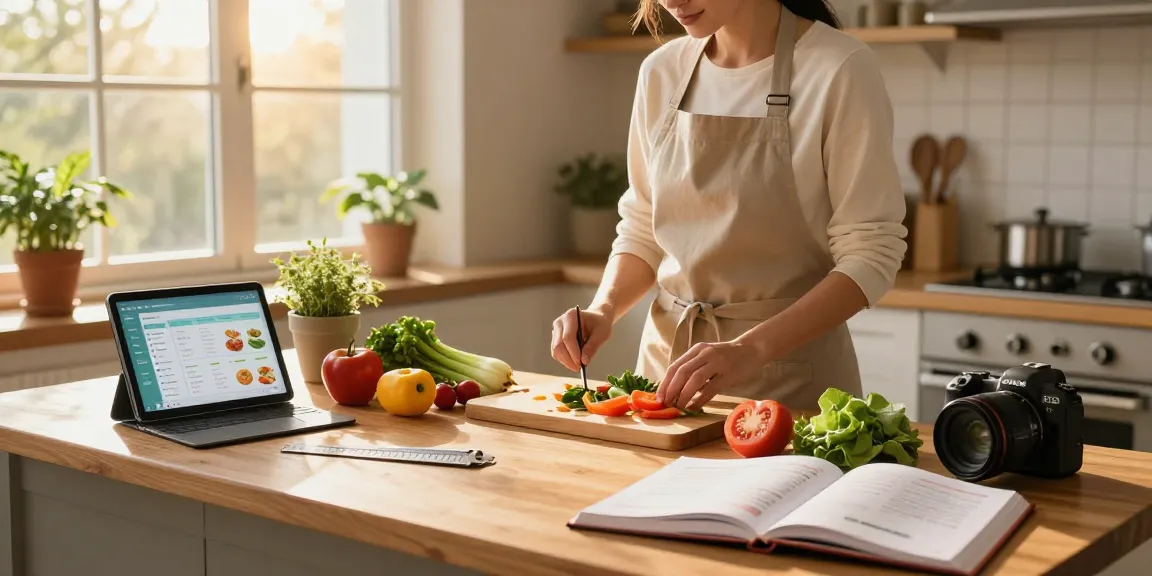 Healthy meal planning and tracking using the best food tracker in a cozy kitchen.