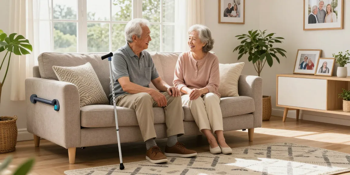 Showcasing 樂齡用品 in a cozy senior-friendly living room with an elderly couple.