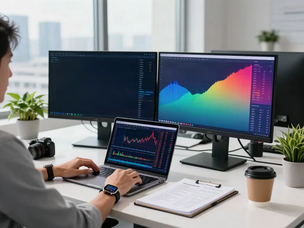 tradingview官网 trader analyzing markets in a modern office