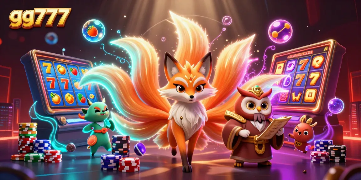 Memainkan slot jackpot gg777 dengan karakter ceria dan simbol keberuntungan, warna fantastis.