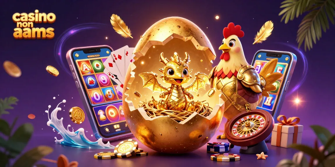 Giocando d'azzardo nei casinò non AAMS, un drago d'oro emerge da un uovo tra gettoni e app mobili.