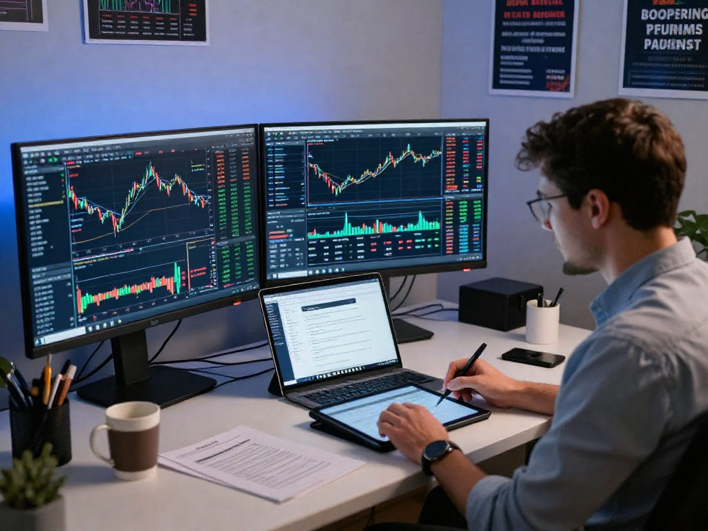Professional trader using TradingView in a modern office to analyze market data effectively.