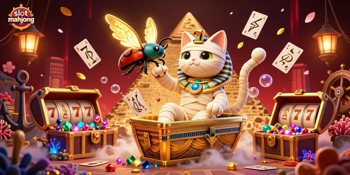 Experience exciting slot mahjong gameplay in a vibrant casino scene filled with colorful elements and action.