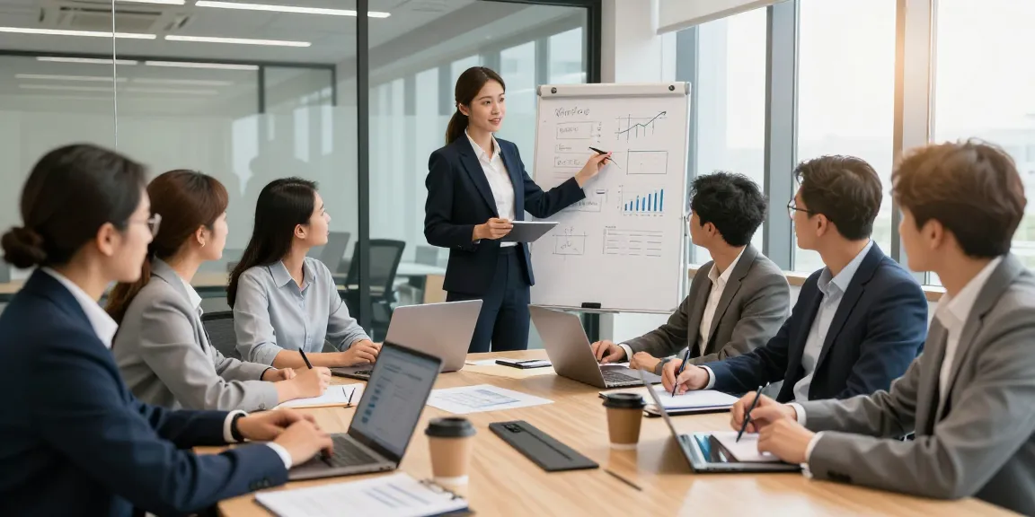 self-employed professionals collaborating in a bright modern office meeting