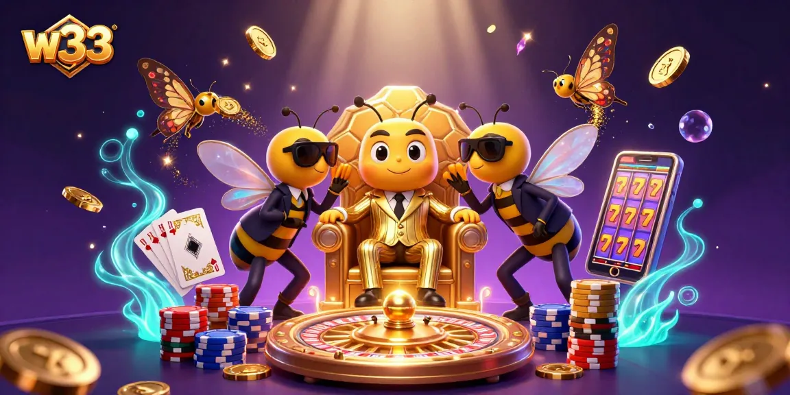 Experience thrilling w33 gaming with a cartoon mob boss in an engaging casino scene.