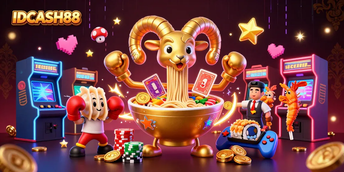 Play exciting games at IDCASH88 with our fun characters, vibrant gaming elements, and golden casino atmosphere.