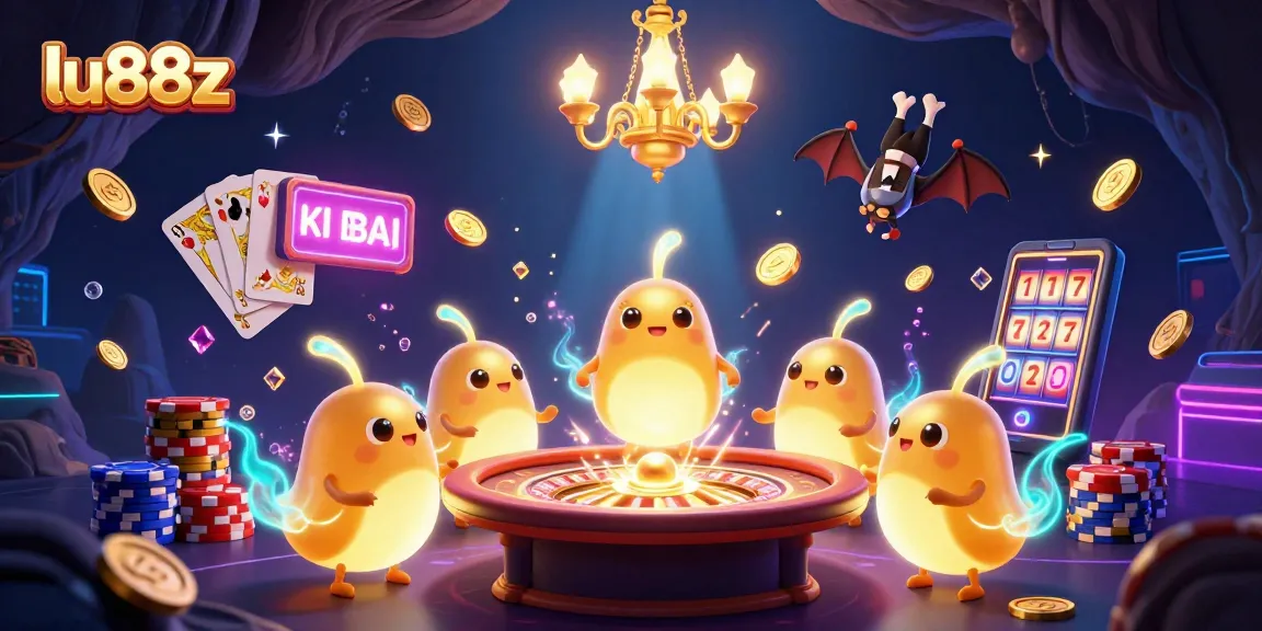 lu88z illuminates a cave casino with vibrant glowworms and thrilling game elements.