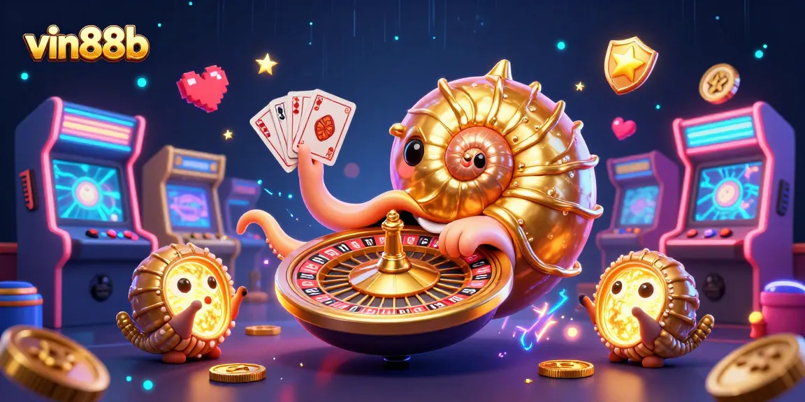 Experience vin88b’s vibrant 3D casino adventure with glowing elements and thrilling gameplay.