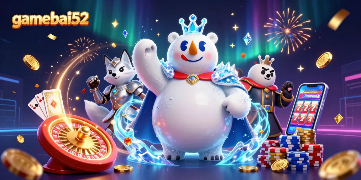 Experience thrilling gameplay at gamebai52 with vibrant characters and casino elements in an exciting scene.