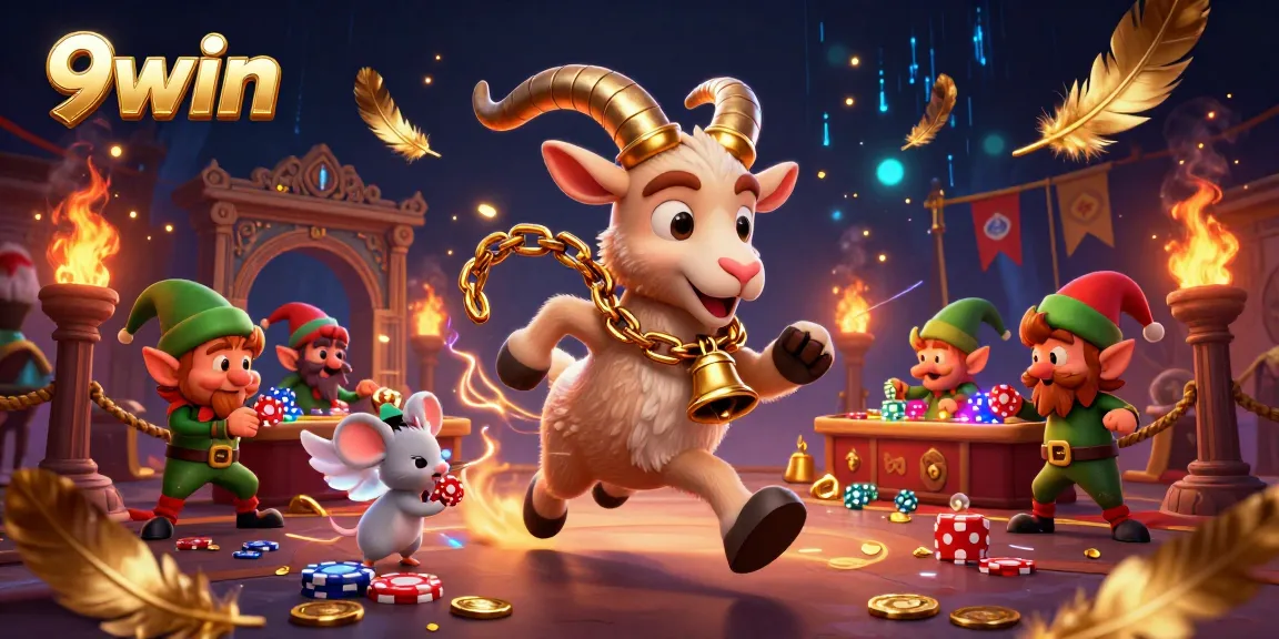 Engage in thrilling gameplay at 9win, with lively characters in a bustling holiday-horror casino scene.