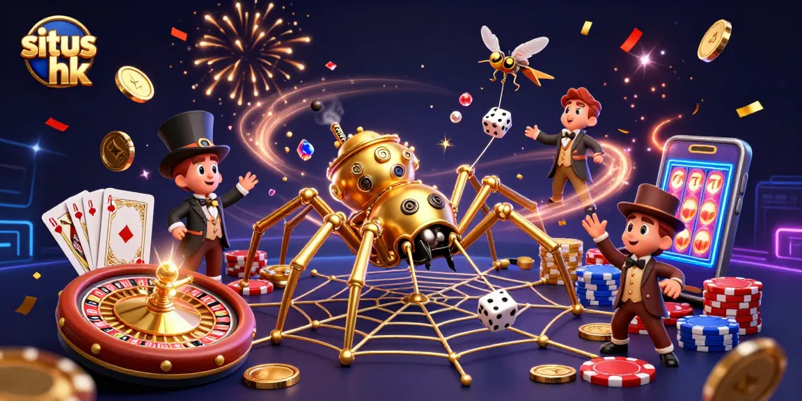 Gambarlah situs hk dengan laba-laba emas steampunk yang menangkap dadu dalam jaringnya.