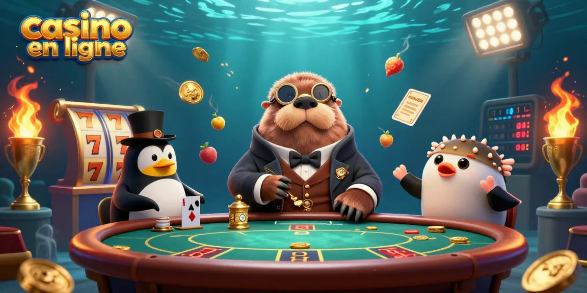 Découvrez un divertissant casino en ligne avec des personnages colorés jouant au poker sous l'eau.