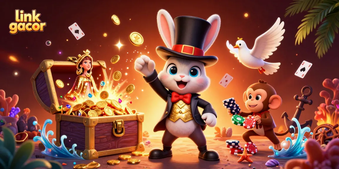 Experience thrilling wins with link gacor in this vibrant casino-themed illustration.
