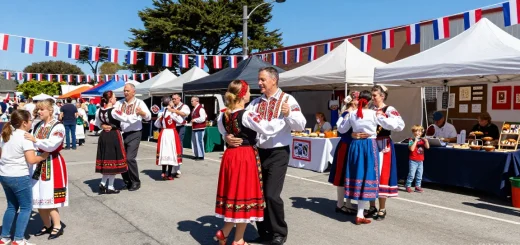 Community gathering of Polish heritage celebrating culture at https://www.sfpol.com/ festival in San Francisco.