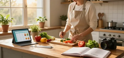 Healthy meal planning and tracking using the best food tracker in a cozy kitchen.