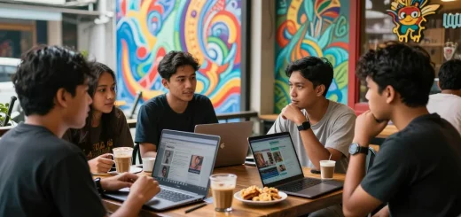 Gaya hidup komunitas di Sakarya Taraf Indonesia dengan Leci123, aktivis muda mendiskusikan berita lokal.